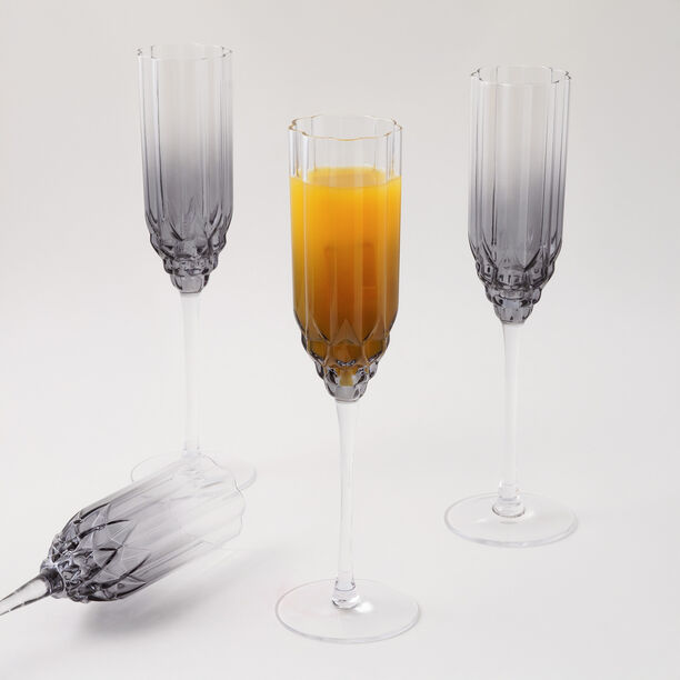 La Mesa 4Pcs Hand Made Glass Tall Juice Glass, Grey 220Ml image number 3