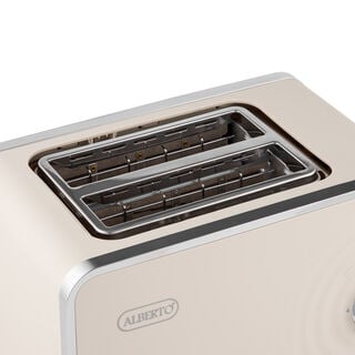 البرتو محمصة خبز بلاستيك أبيض كريمي 2 شريحة