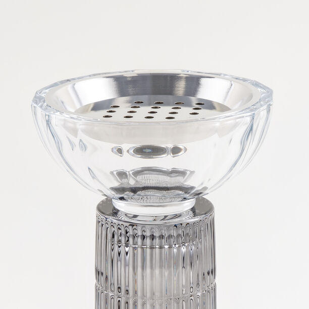 Homez glass ribbed oud burner 19*19*30cm, grey image number 2