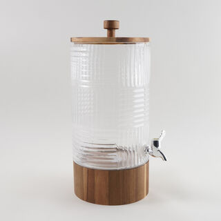 La Mesa Glass Beverage Dispenser With Wooden Base 18.2*40Cm