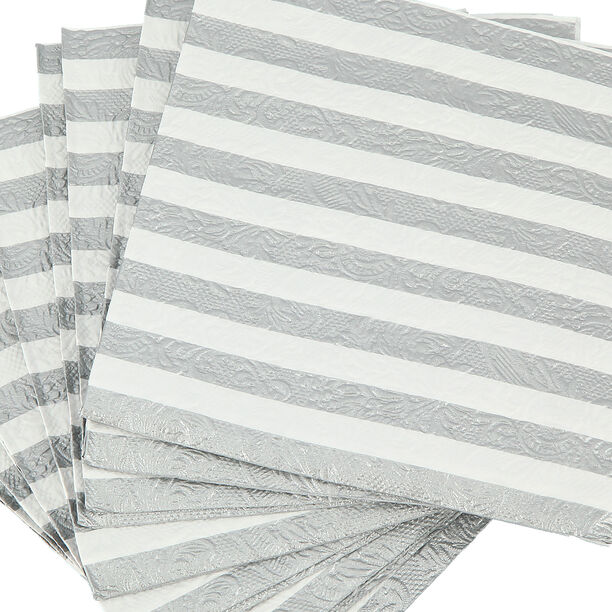 Stripes Serving Napkins Paper Square Silver image number 2