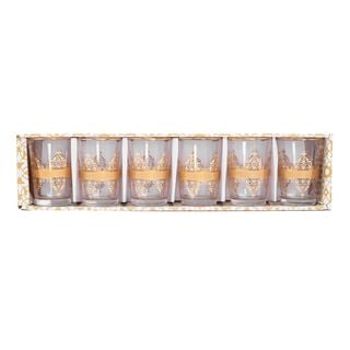 6 Oz Moroccan Tea Glass Real Gold H8.2Xt5.8Xb4.3Cm Design 1