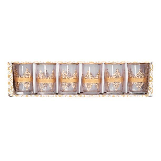 6 Oz Moroccan Tea Glass Real Gold H8.2Xt5.8Xb4.3Cm Design 1 image number 1