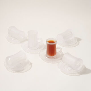 Dallaty glass 12pcs tea cup set, white