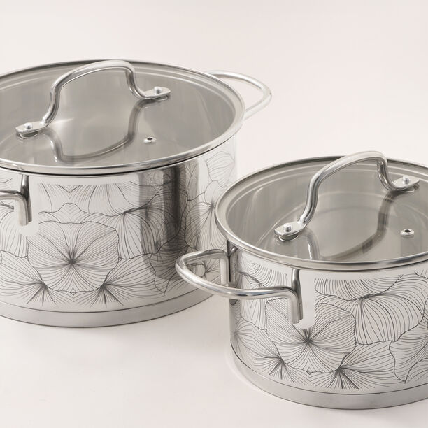 Alberto stainless steel 9pcs pot set with glass covers image number 2