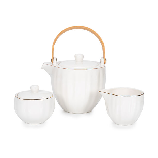 Off white porcelain English tea set 11 pcs image number 1