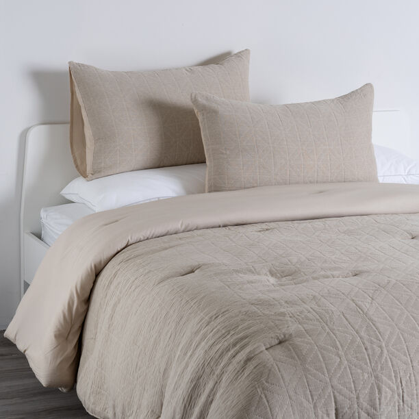 Boutique Blanche 3pcs jacquard super king comforter set, beige 260*240cm image number 0