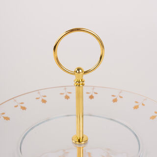 La Mesa gold porcelain and glass 2 tiered cake stand