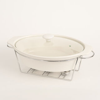 La Mesa Casserole With Candle Stand Silver 38 cm
