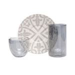 Dallaty white porcelain and glass Tea and coffee cups set 18 pcs image number 1