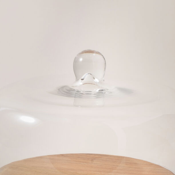 La Mesa glass cake stand with wood base 26.5*28.5cm image number 3
