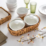 Porcelain 2Pcs Round Casseroles With Lid And Rattan Basket 0.6 L+ 0.6 L image number 6