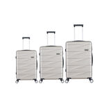3 Piece Set Abs Trolley Case Horizontal Stripes Champagne image number 2