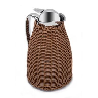 Dallaty Stainless Steel Vacuum Flask Rattan With Design Of Bamboo Light Brown 1L