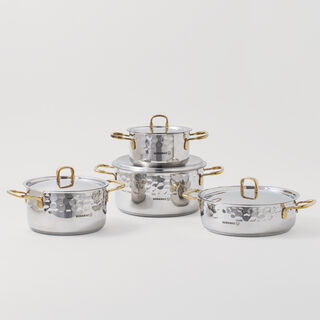 Korkmaz stainless steel cookware set of 8pcs, silver