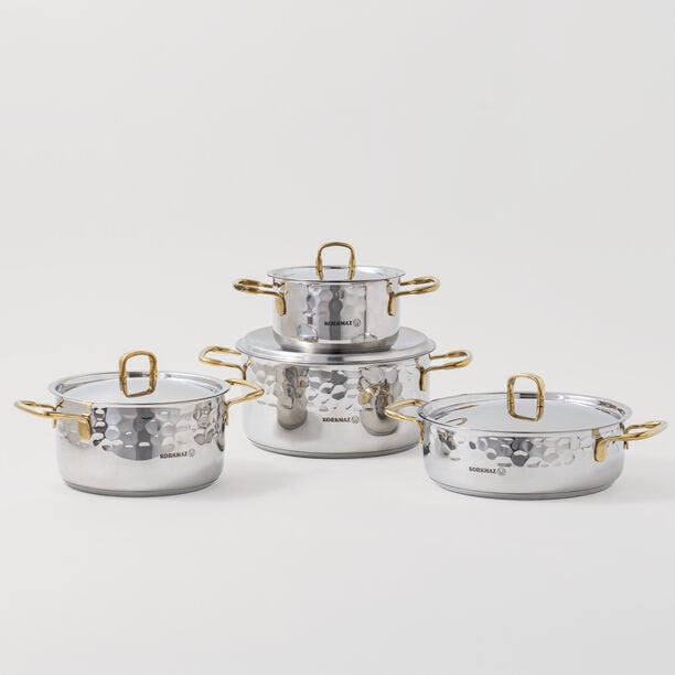 Korkmaz stainless steel cookware set of 8pcs, silver image number 0