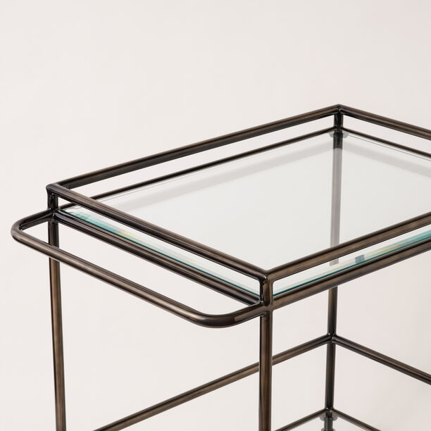 Homez two tier acrylic serving trolley in antique brass 81*52*80cm image number 1