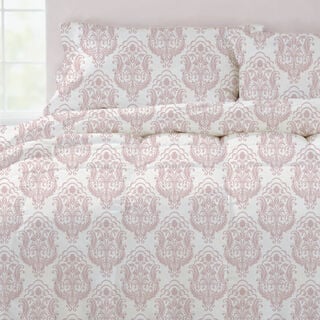 Cottage 6pcs blush damask comforter set king size 220*240cm