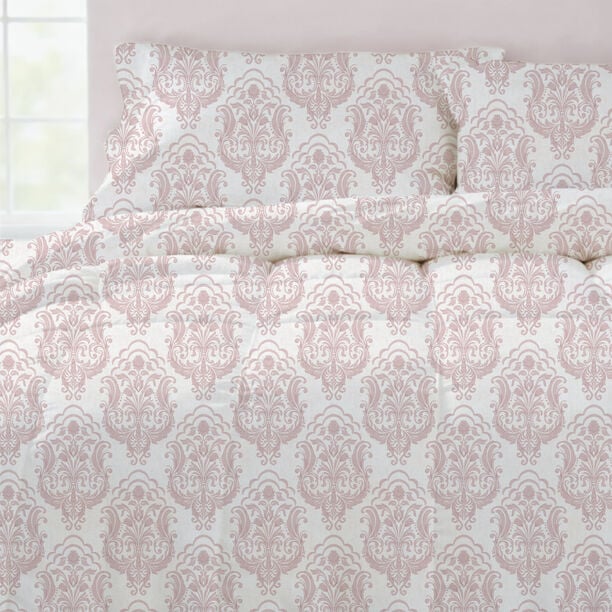 Cottage 6pcs blush damask comforter set king size 220*240cm image number 1
