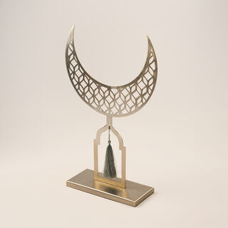 هومز ديكور رمضاني معدني بتصميم هلال، فضي 33*8*28سم