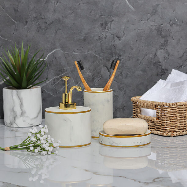 Homez marble and gold 3 pcs bath set image number 5