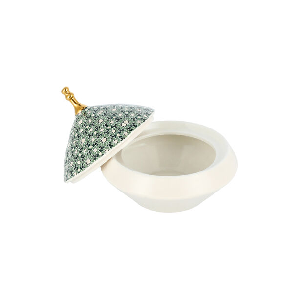Dallaty white & green date bowl with lid 20.2*16*16.5 cm image number 2