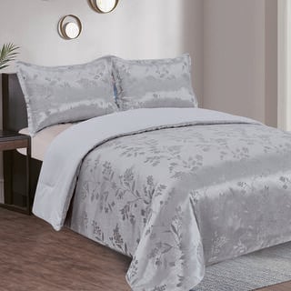 Boutique Blanche grey jacquard king comforter set 3 pcs