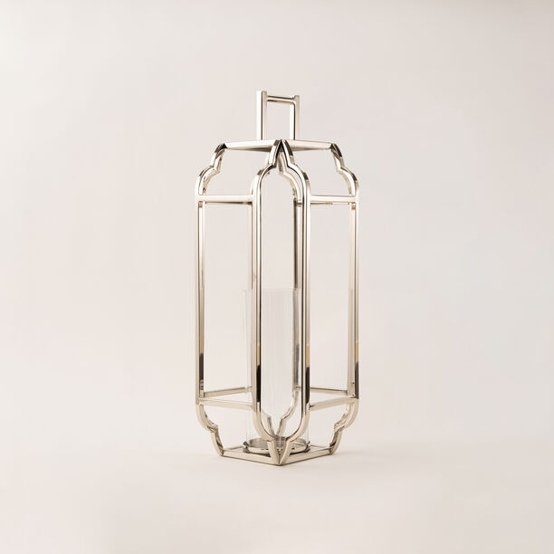 Homez stainless steel silver lantern 23*23*58 cm image number 0