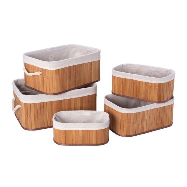 5 Pcs Bamboo Basket Set Natural image number 1