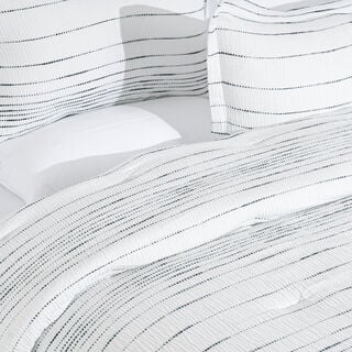 Cottage 6pcs stripes white queen comforter set, 200*240cm