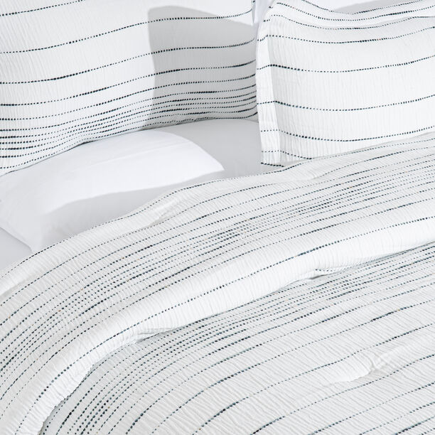 Cottage 6pcs stripes white queen comforter set, 200*240cm image number 2