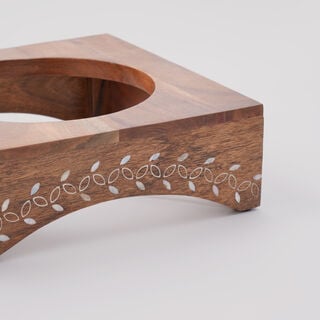 Pearl Collection La Mesa Food Warmer With Wood Stand, 27.5*27.5*28 cm