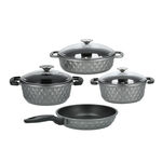 7 Piece Alberto Granite Cookware Set Gray With Glass Cover image number 1