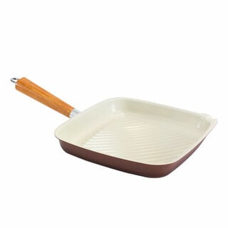Alberto Ceramic Coated Grill Pan With Wood Handle 