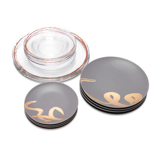 16 Pcs Dinner Set New Bone Gold Figure
