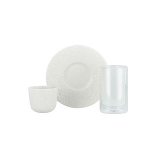 Dallaty white porcelain and glass Tea and coffee cups set 18 pcs