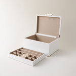 هومز صندوق مجوهرات وسط وطبقتين للتخزين أم دي أف 26*19*13سم، أبيض image number 3