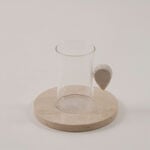Dallaty 8pcs glass tea cup set with travertine handles and saucers image number 2