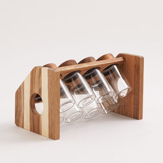 8 Pcs spices set with acacia wood stand