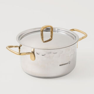 Korkmaz stainless steel cookware set of 8pcs, silver