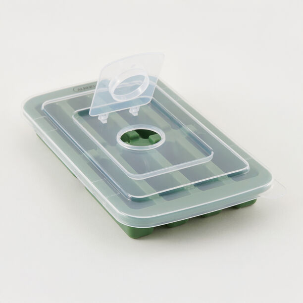 البرتو قالب ثلج سيليكون مستطيل مع غطاء أخضر 8 فتحات image number 0