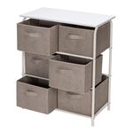 6 Drawer Storage Shelf Whole：60*30*73Cm, Drawer：26.8*26.8*20Cm Brown image number 1