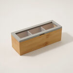 Dallaty bamboo tea box 3 sections, beige image number 0