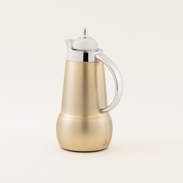 "دلتي طقم دلة ستيل قطعتين 1 لتر، ذهبي مع فضي image number 2