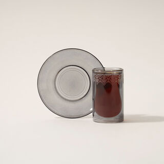 Dallaty glass 12pcs tea cup set, grey