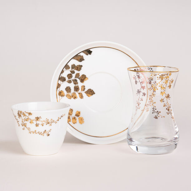 28Pcs Porcelain Tea And Coffee Set Gold Leaf image number 1