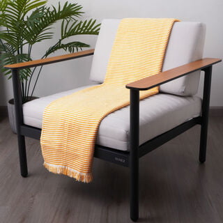 Cottage 100% Polyester Woven Blanket, Yellow 130*170Cm