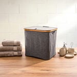 Laundry Bamboo Fabric Hamper With Cover image number 0