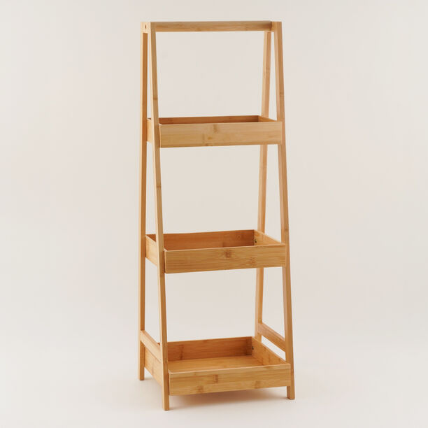 Homez Bamboo Rectangular 3 Tier Bath Shelf 32*30*90Cm, Beige image number 0