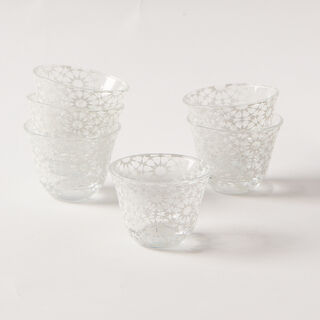 Bahja white glass Arabic coffee cup set